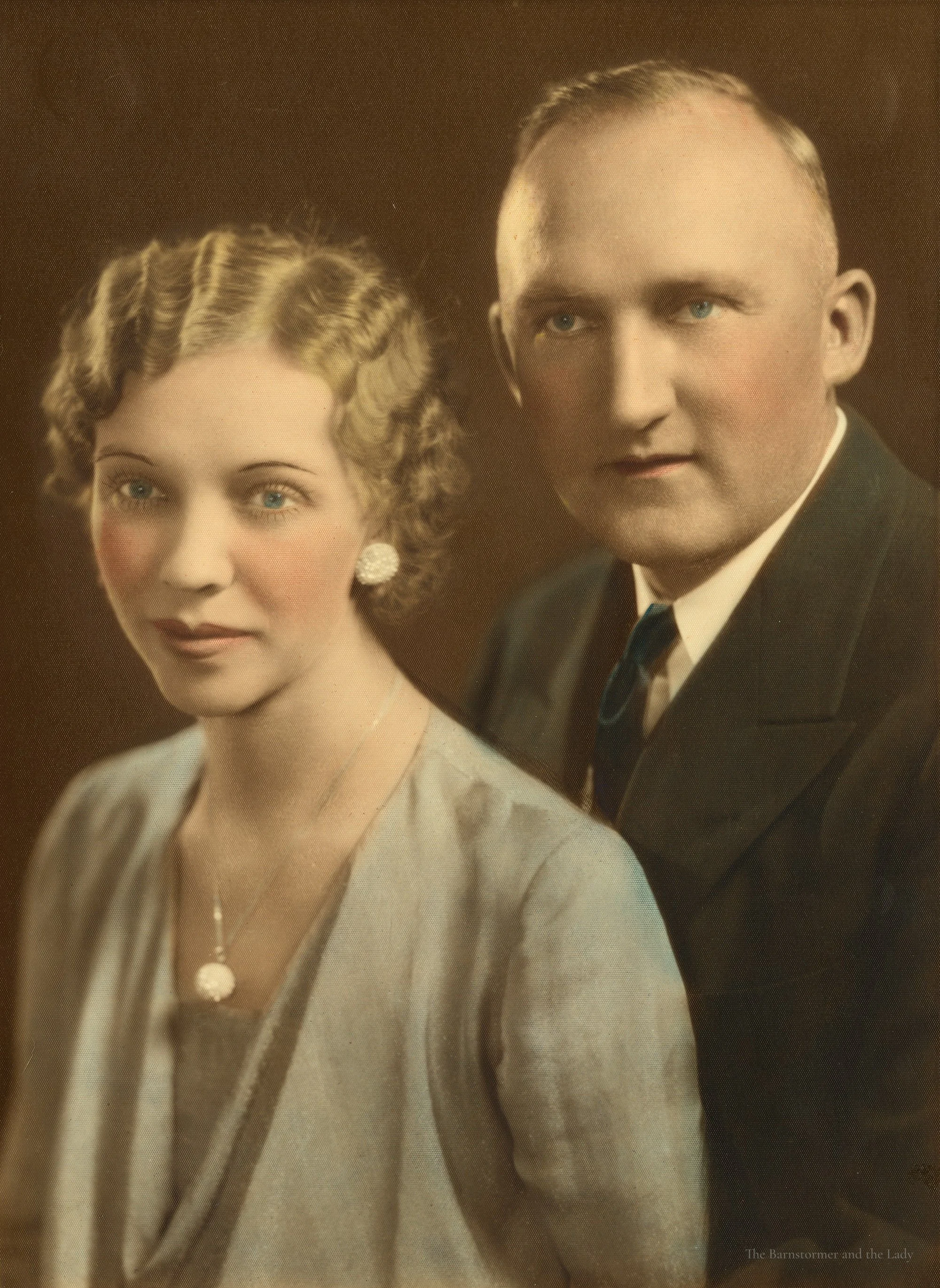 Studio portrait of Olive Ann and Walter Beech, in colour